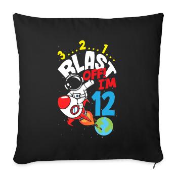 12th Birthday Boys Astronaut Birthday - Sofa pillowcase 17,3'' x 17,3'' (45 x 45 cm) - black - Front
