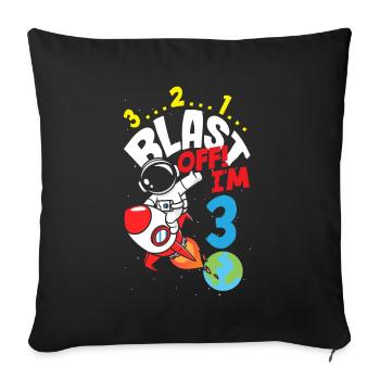3rd Birthday Boys 3 Years Astronaut Birthday - Sofa pillowcase 17,3'' x 17,3'' (45 x 45 cm) - black - Front