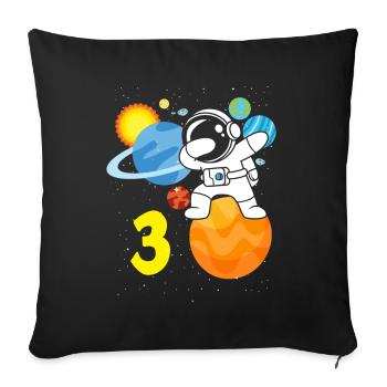 3ème anniversaire garçons 3 ans astronaute anniversaire - Housse de coussin décorative 45 x 45 cm - noir - Devant