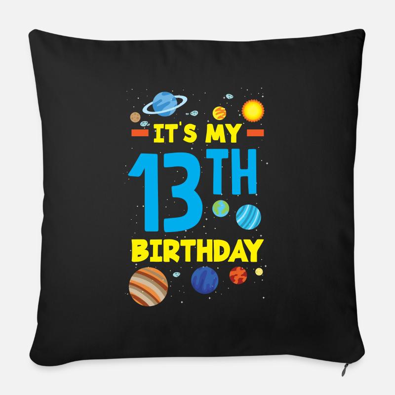 13. Geburtstag Jungen Astronaut Geburtstag - Sofakissenbezug 45 x 45 cm - Schwarz