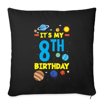 8ème anniversaire Garçons 8 ans Astronaute Anniversaire - Housse de coussin décorative 45 x 45 cm - noir - Devant