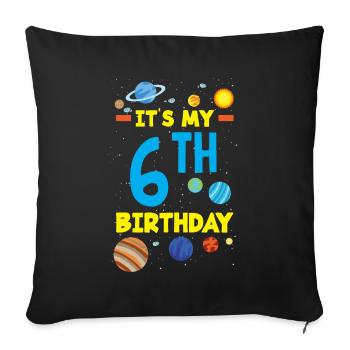 6th Birthday Boys 6 Years Astronaut Birthday - Sofa pillowcase 17,3'' x 17,3'' (45 x 45 cm) - black - Front