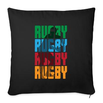 Rugby Rugby Rugby Rugby Rugby à Bunt - Housse de coussin décorative 45 x 45 cm - noir - Devant