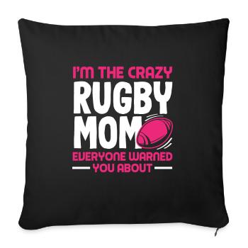 Je suis la maman folle de rugby que tout le monde connaît - Housse de coussin décorative 45 x 45 cm - noir - Devant