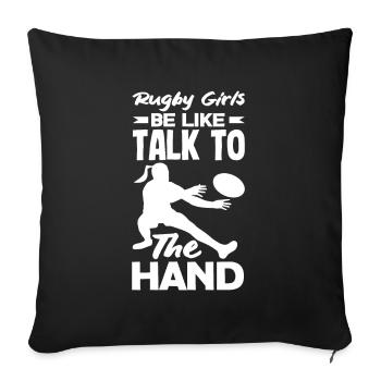 Les filles de rugby sont comme parler à la main - Housse de coussin décorative 45 x 45 cm - noir - Devant