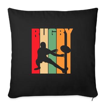 Rugby Retro Silhouette Design - Sofa pillowcase 17,3'' x 17,3'' (45 x 45 cm) - black - Front