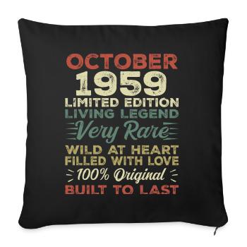 1959 Octobre 1959 Anniversaire Octobre 1959 Original - Housse de coussin décorative 45 x 45 cm - noir - Devant