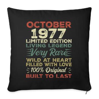 1977 Octobre 1977 Anniversaire Octobre 1977 Original - Housse de coussin décorative 45 x 45 cm - noir - Devant