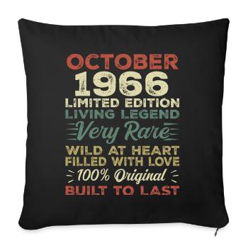 1966 October 1966 birthday October 1966 Original - Sofa pillowcase 17,3'' x 17,3'' (45 x 45 cm) - black - Front