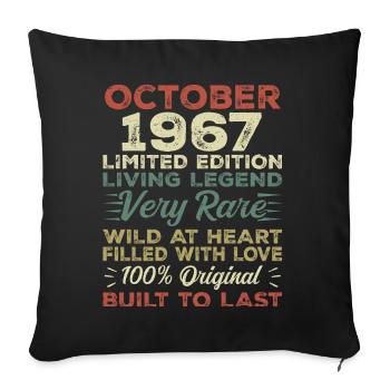 1967 Octobre 1967 Anniversaire Octobre 1967 Original - Housse de coussin décorative 45 x 45 cm - noir - Devant