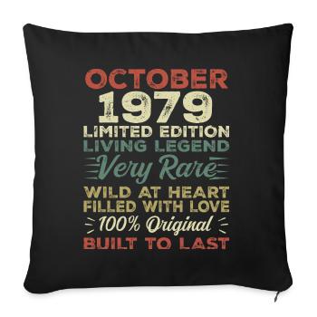 1979 Octobre 1979 Anniversaire Octobre 1979 Original - Housse de coussin décorative 45 x 45 cm - noir - Devant