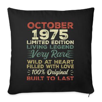 1975 Octobre 1975 Anniversaire Octobre 1975 Original - Housse de coussin décorative 45 x 45 cm - noir - Devant