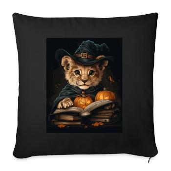 Halloween Cadeau Femmes Lion Hommes Enfants Décoration - Housse de coussin décorative 45 x 45 cm - noir - Devant