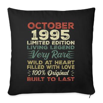 1995 Octobre 1995 Anniversaire Octobre 1995 Original - Housse de coussin décorative 45 x 45 cm - noir - Devant