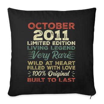 2011 Octobre 2011 Anniversaire Octobre 2011 Original - Housse de coussin décorative 45 x 45 cm - noir - Devant
