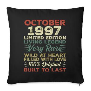1997 October 1997 birthday October 1997 Original - Sofa pillowcase 17,3'' x 17,3'' (45 x 45 cm) - black - Front