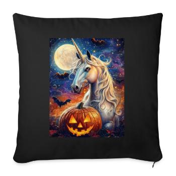 Cadeau d’Halloween Femmes Licorne Hommes Enfants - Housse de coussin décorative 45 x 45 cm - noir - Devant