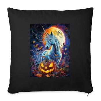 Cadeau d’Halloween Femmes Licorne Hommes Enfants - Housse de coussin décorative 45 x 45 cm - noir - Devant