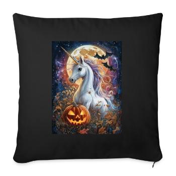 Cadeau d’Halloween Femmes Licorne Hommes Enfants - Housse de coussin décorative 45 x 45 cm - noir - Devant