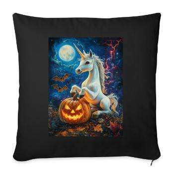 Cadeau d’Halloween Femmes Licorne Hommes Enfants - Housse de coussin décorative 45 x 45 cm - noir - Devant