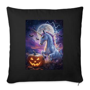 Cadeau d’Halloween Femmes Licorne Hommes Enfants - Housse de coussin décorative 45 x 45 cm - noir - Devant