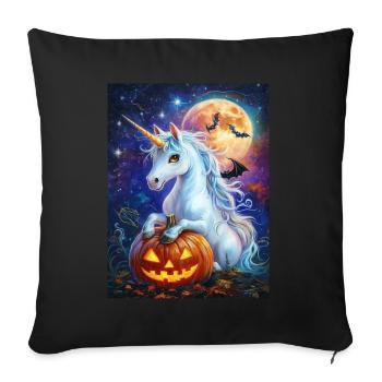 Cadeau d’Halloween Femmes Licorne Hommes Enfants - Housse de coussin décorative 45 x 45 cm - noir - Devant