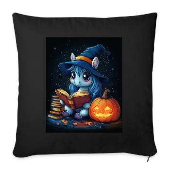 Cadeau d’Halloween Femmes Licorne Hommes Enfants - Housse de coussin décorative 45 x 45 cm - noir - Devant