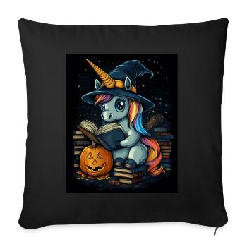 Cadeau d’Halloween Femmes Licorne Hommes Enfants - Housse de coussin décorative 45 x 45 cm - noir - Devant