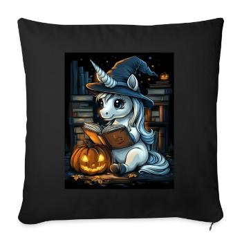 Cadeau d’Halloween Femmes Licorne Hommes Enfants - Housse de coussin décorative 45 x 45 cm - noir - Devant