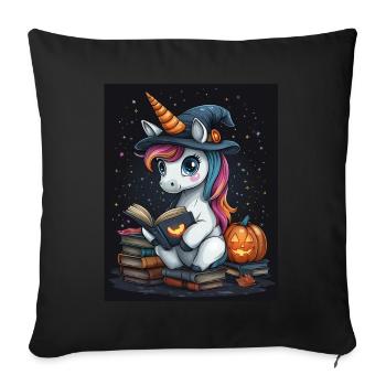Cadeau d’Halloween Femmes Licorne Hommes Enfants - Housse de coussin décorative 45 x 45 cm - noir - Devant