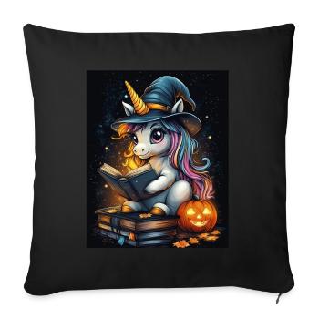 Cadeau d’Halloween Femmes Licorne Hommes Enfants - Housse de coussin décorative 45 x 45 cm - noir - Devant