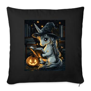 Cadeau d’Halloween Femmes Licorne Hommes Enfants - Housse de coussin décorative 45 x 45 cm - noir - Devant