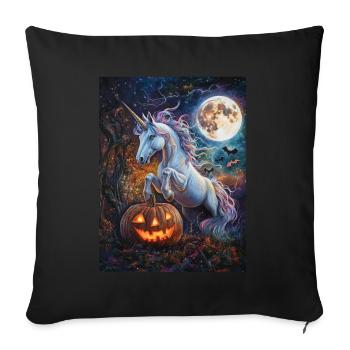 Cadeau d’Halloween Femmes Licorne Hommes Enfants - Housse de coussin décorative 45 x 45 cm - noir - Devant