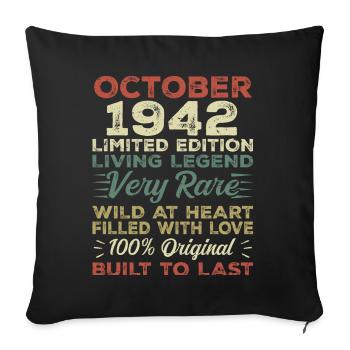 1942 October 1942 birthday October 1942 Original - Sofa pillowcase 17,3'' x 17,3'' (45 x 45 cm) - black - Front