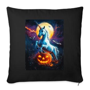 Cadeau d’Halloween Femmes Licorne Hommes Enfants - Housse de coussin décorative 45 x 45 cm - noir - Devant