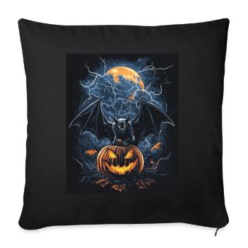 Cadeau d’Halloween Femmes Chauve-souris Hommes Enfants - Housse de coussin décorative 45 x 45 cm - noir - Devant