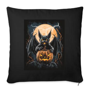 Cadeau d’Halloween Femmes Chauve-souris Hommes Enfants - Housse de coussin décorative 45 x 45 cm - noir - Devant