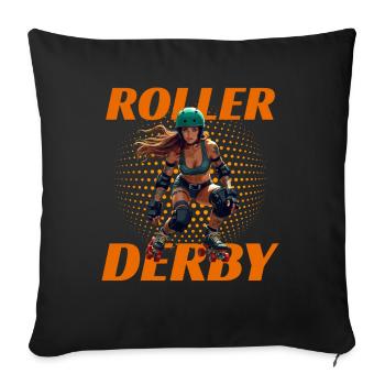 Rollschuhfahren für einen Rollschuhfahrerin - Sofakissenbezug 45 x 45 cm - Schwarz - Vorne