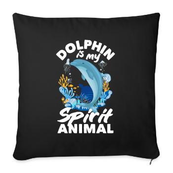 Le dauphin est mon animal spirituel - Housse de coussin décorative 45 x 45 cm - noir - Devant