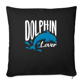 Dolphin Lover Jumping Water - Sofa pillowcase 17,3'' x 17,3'' (45 x 45 cm) - black - Front