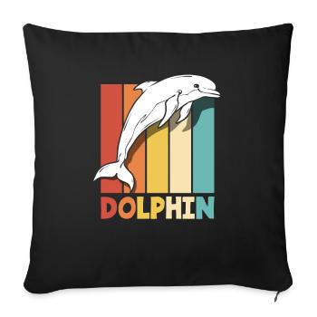 Motif rétro dauphin amoureux des animaux - Housse de coussin décorative 45 x 45 cm - noir - Devant