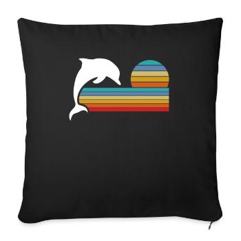 Retro Dolphin Sunset Stripes - Sofa pillowcase 17,3'' x 17,3'' (45 x 45 cm) - black - Front
