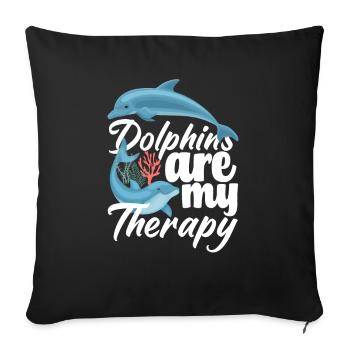 Dolphins are my therapy - Sofa pillowcase 17,3'' x 17,3'' (45 x 45 cm) - black - Front