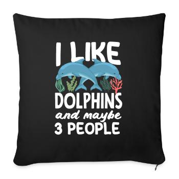 J’aime les dauphins et peut-être 3 personnes - Housse de coussin décorative 45 x 45 cm - noir - Devant