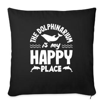 The dolphinarium is my place of happiness - Sofa pillowcase 17,3'' x 17,3'' (45 x 45 cm) - black - Front