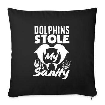 Dolphins stole my reason - Sofa pillowcase 17,3'' x 17,3'' (45 x 45 cm) - black - Front