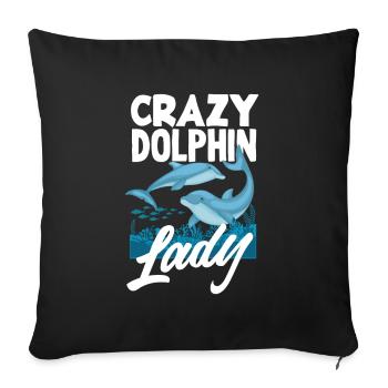 Crazy Dolphin Lady - Sofa pillowcase 17,3'' x 17,3'' (45 x 45 cm) - black - Front