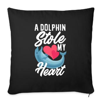 Ein Delfin Hat Mein Herz Gestohlen - Sofakissenbezug 45 x 45 cm - Schwarz - Vorne