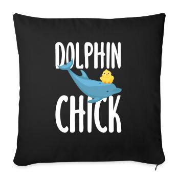 Dolphin Chick Friendship - Sofa pillowcase 17,3'' x 17,3'' (45 x 45 cm) - black - Front