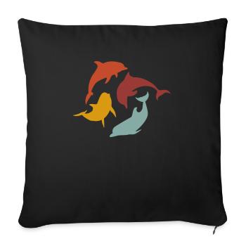 Colorful dolphins swimming in a circle - Sofa pillowcase 17,3'' x 17,3'' (45 x 45 cm) - black - Front